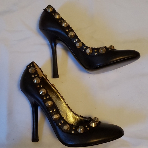 DSQUARED Black Leather Stud Stilettos - Picture 2 of 5